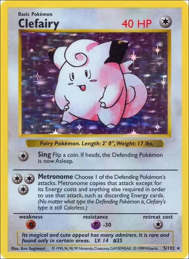Pokemon (Base Set) card 5/102-B Clefairy (Holo) Unlimited - Shadowless