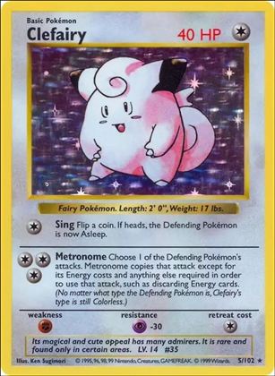 Pokemon (Base Set) card 5/102-B Clefairy (Holo) Unlimited - Shadowless