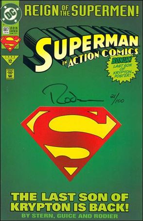 Action Comics (1938) issue 687-C DF Die-Cut Cover (signed by Denis Rodier) 1/100