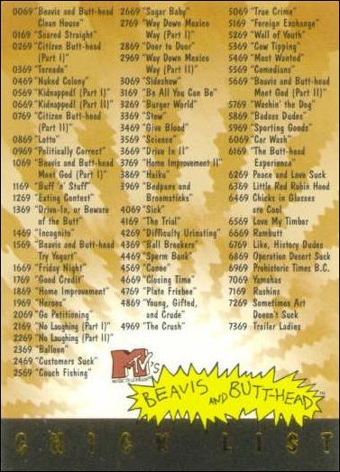 Beavis and Butt-Head (Base Set) card '6950' Chick List