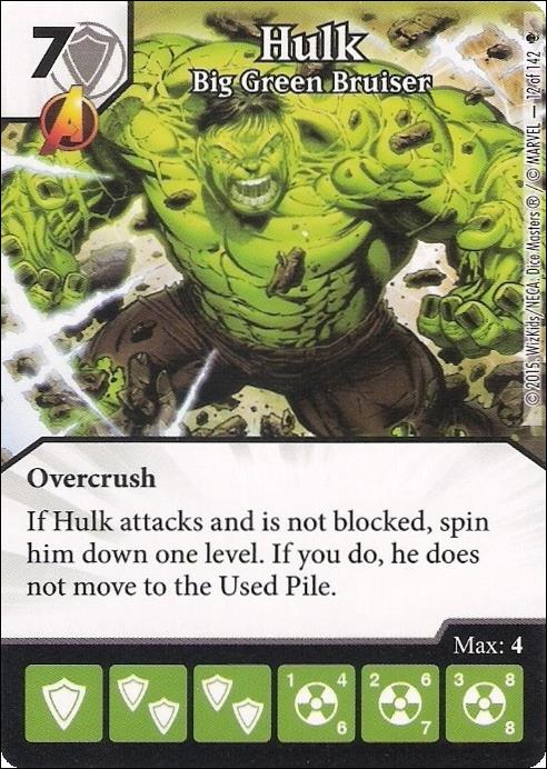 Marvel Dice Masters Age of Ultron  card 12 Hulk: Big Green Bruiser