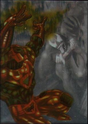 Fleer Ultra Spider-Man (Holoblasts Subset) card 4 Venom vs Iron Man