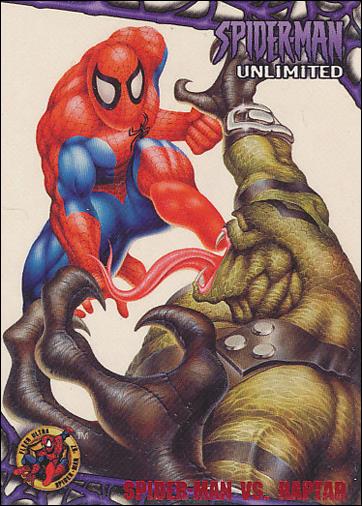 1997 Fleer Ultra Spider-Man (Base Set Red) card 58 Spider-Man Vs. Raptar