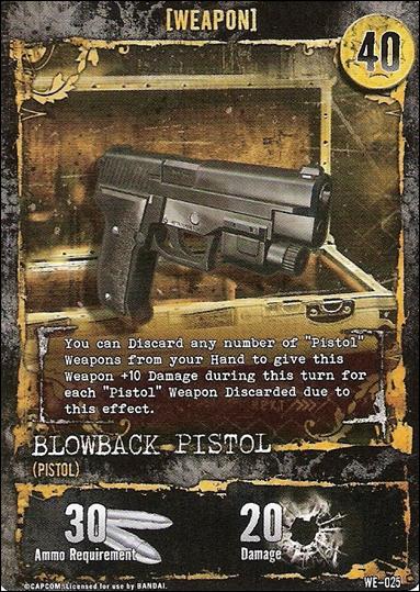 Resident Evil: Alliance (Base Set) card WE-025 Blowback Pistol (Pistol)