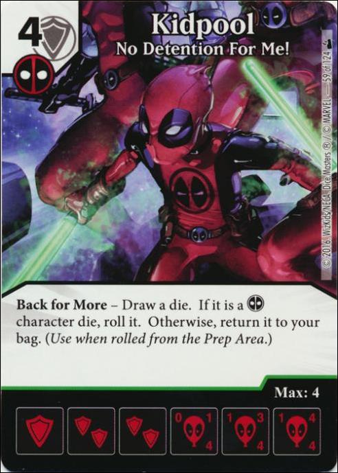 Marvel Dice Masters Deadpool card 59 Kidpool: No Detention for Me