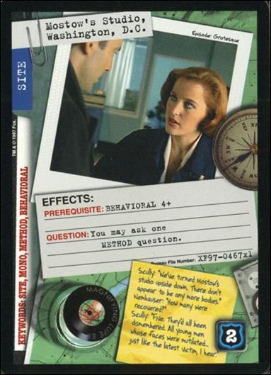 X-Files: 101361 (Base Set) card XF97-0467x1 Mostow's Studio, Washington, D.C.