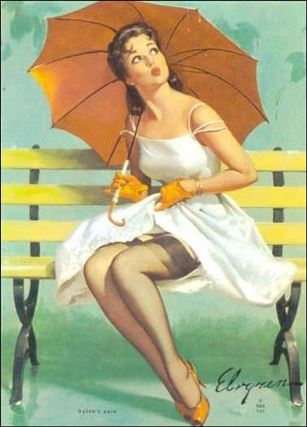 Elvgren's Calendar Pinups (Base Set) card 88 Queen's Rain