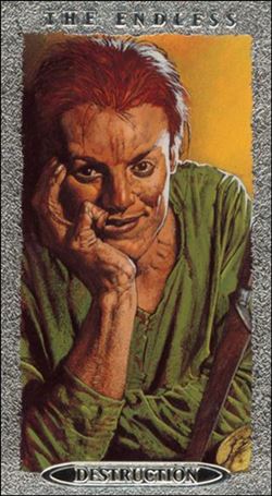 Sandman Trading Cards (Endless Gallery Silver Foil Prototype Subset) card VI Destruction (Embossed Silver Foil)