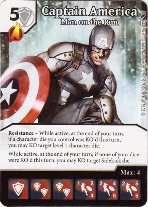 Marvel Dice Masters Civil War card 37 Captain America: Man On the Run