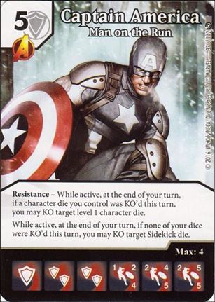 Marvel Dice Masters Civil War card 37 Captain America: Man On the Run