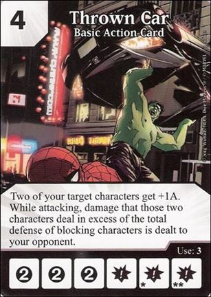 Marvel Dice Masters Avengers vs. X-Men  card 34 Thrown Car: Basic Action Card