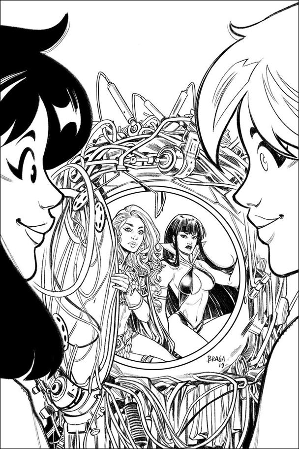 Red Sonja and Vampirella Meet Betty and Veronica issue 9-F Laura Braga 1:7 Black & White Virgin Cover