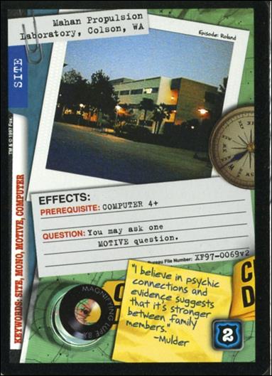 X-Files: The Truth Is Out There (Base Set) card XF97-0069v2 Mahan Propulsion Laboratory, Colson, WA