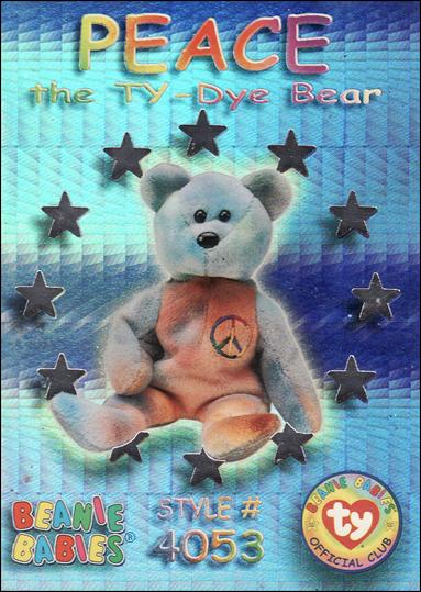 Beanie Babies Series 3 (Wild Subset) card 54-C Peace the Ty-Dye Bear Silver Stars