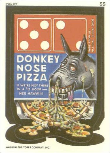 Wacky Packages (Base Set) card 55 Donkey Nose Pizza