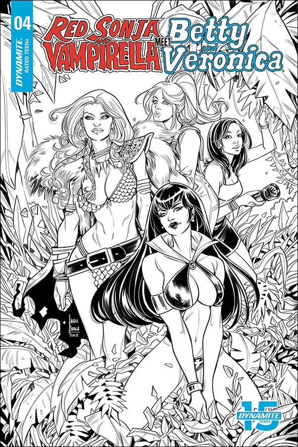 Red Sonja and Vampirella Meet Betty and Veronica issue 4-H Laura Braga 1:20 Black & White Cover