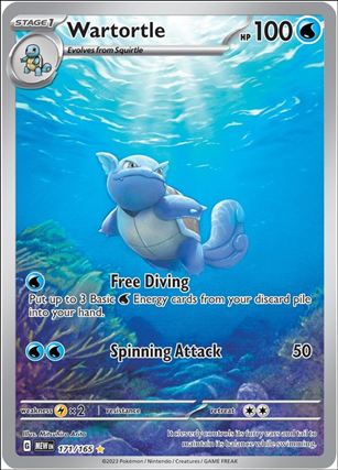 Pokemon: Scarlet & Violet - 151 (Base Set) card 171/165 Wartortle (HoloFoil) Full Art Illustration