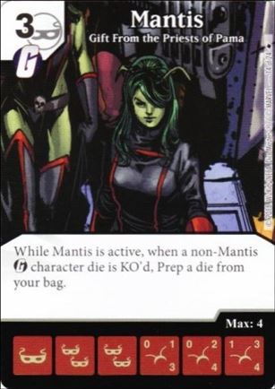 Marvel Dice Master's Kree Invasion Team Pack card 14 Mantis - Gift from the Priests of Pama