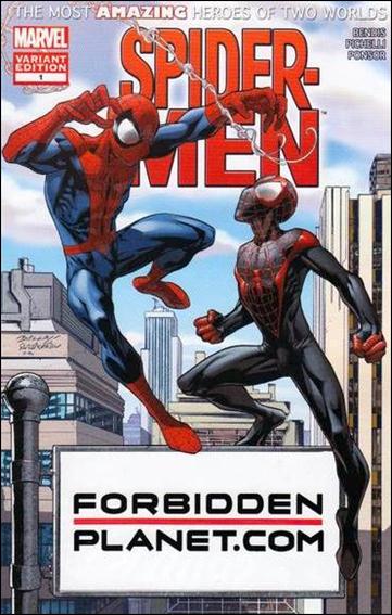 Spider-Men issue 1-MI Mark Bagley Forbidden Planet Cover