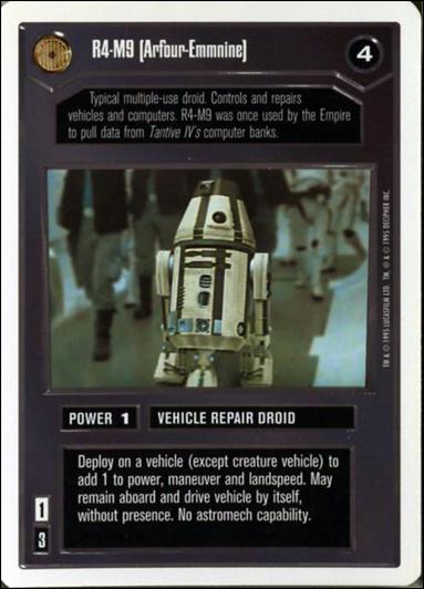 Star Wars: Premiere Unlimited (Base Set) card 21 R4-M9 [Arfour-Emmnine]