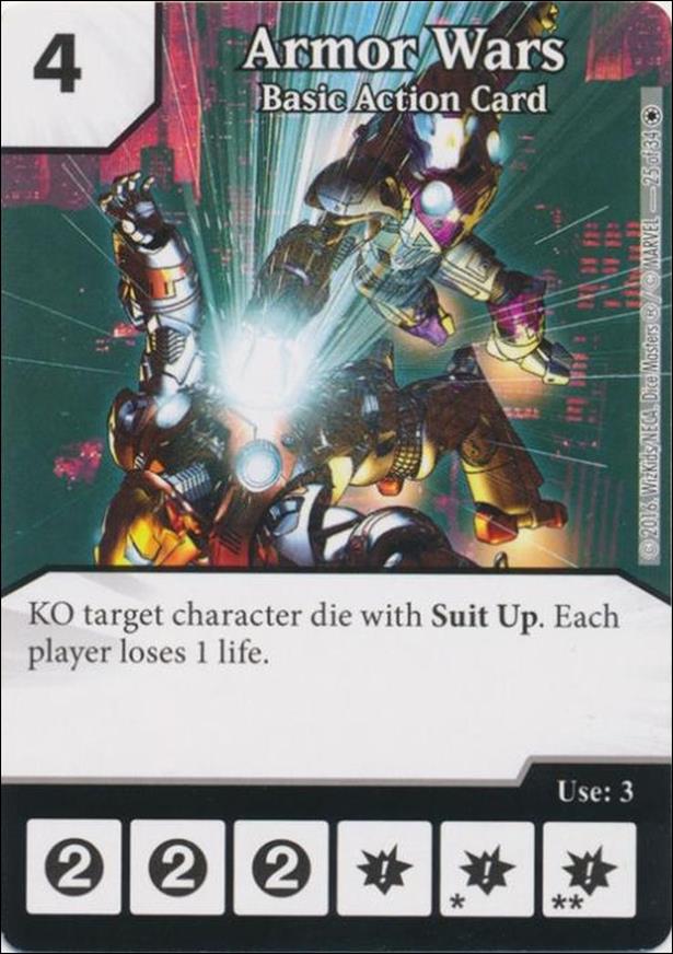 Marvel Dice Masters Iron Man and War Machine Starter Set card 25 Armor Wars - Basic Action Card