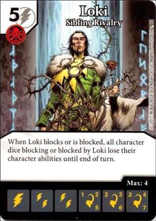 Marvel Dice Masters Defenders card 20 Loki: Sibling Rivalry