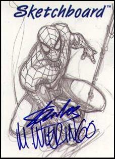Marvel Creators Collection '98 (Sketchboard Subset) card 18-E Spider-Man (Signed by Lee & Wieringo) 1/100