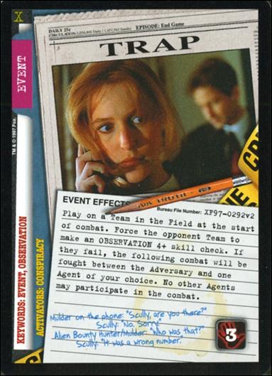 X-Files: The Truth Is Out There (Base Set) card XF97-0292v2 Trap