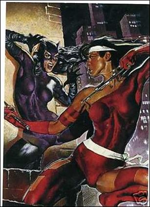DC Versus Marvel / Marvel Versus DC (Holo F/X Subset) card 4 Catwoman vs Elektra