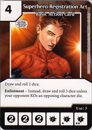 Marvel Dice Masters Civil War card 31 Superhero Registration Act: Basic Action Card