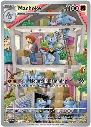 Pokemon: Scarlet & Violet - 151 (Base Set) card 177/165 Machoke (HoloFoil) Full Art Illustration