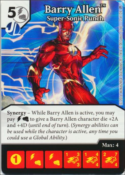 DC Comics Dice Masters Green Arrow and The Flash card 2 Barry Allen: Super-Sonic Punch