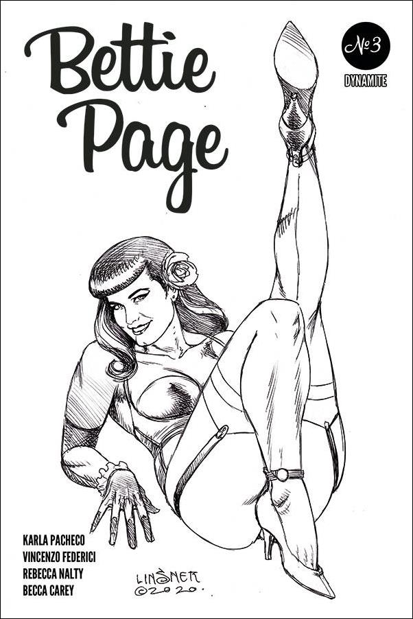 Bettie Page (2020) issue 3-Q Joseph Michael Linsner 1:35 Black & White Cover