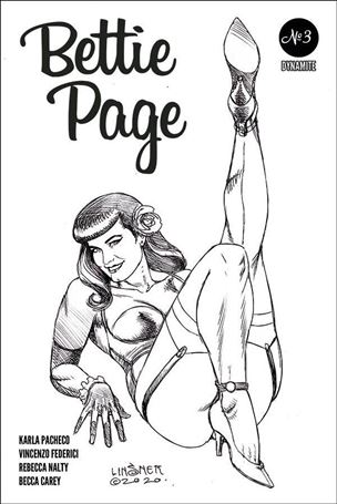 Bettie Page (2020) issue 3-Q Joseph Michael Linsner 1:35 Black & White Cover