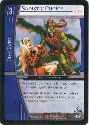 Web of Spider-Man VS System (Base Set) card 25 Sadistic Choice