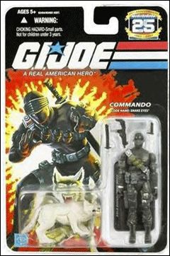 G.I. Joe 25th Anniversary Basic 3 3/4" Action Figures figure 3 Snake Eyes /w Timber (Commando)