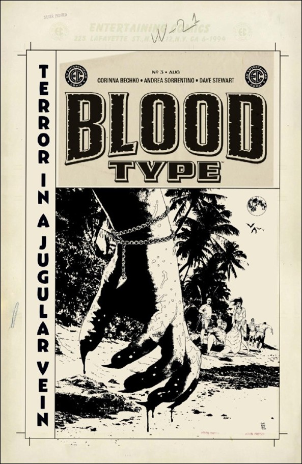 Blood Type issue 3-D Andrea Sorrentino B&W Artist 1:20 Cover