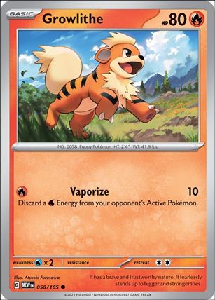 Pokemon: Scarlet & Violet - 151 (Base Set) card 058/165-B Growlithe (Reverse Holofoil)