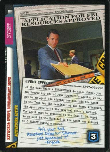 X-Files: The Truth Is Out There (Base Set) card XF97-0279v2 Application for FBI Resources Approved