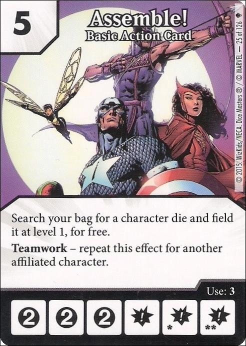 Marvel Dice Masters Age of Ultron  card 25 Assemble!: Basic Action Card