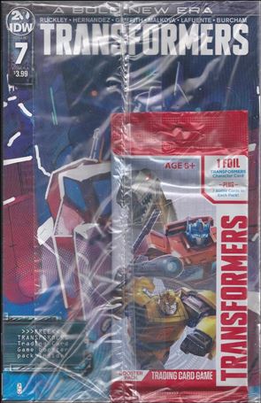 Transformers (2019) issue 7 Polybagged Christian Ward Cover with Trading Cards