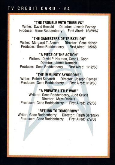 Star Trek 25th Anniversary: Series 2 (Base Set) card 285 TV Credit Card - #4