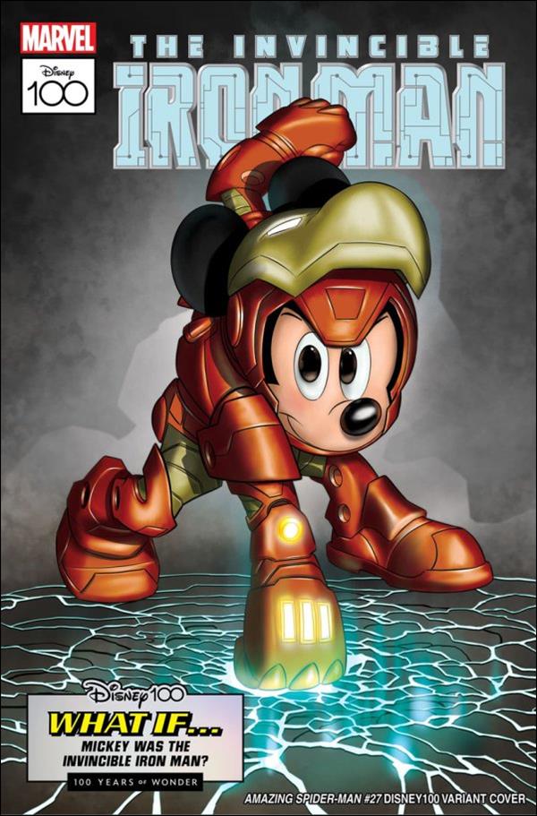 Amazing Spider-Man (2022) issue 27-B Claudio Sciarrone Disney100 Iron Man Homage Cover