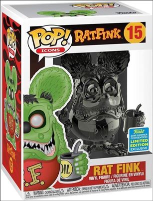 POP! Icons figure 15-D Rat Fink (Black Chrome) Summer Con Exclusive
