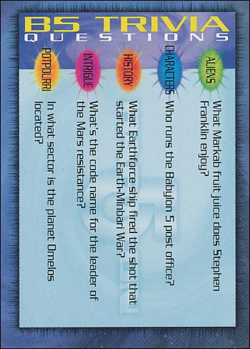 Babylon 5 Special Edition (Trivia Subset) card T-72 B5 Trivia Questions 72
