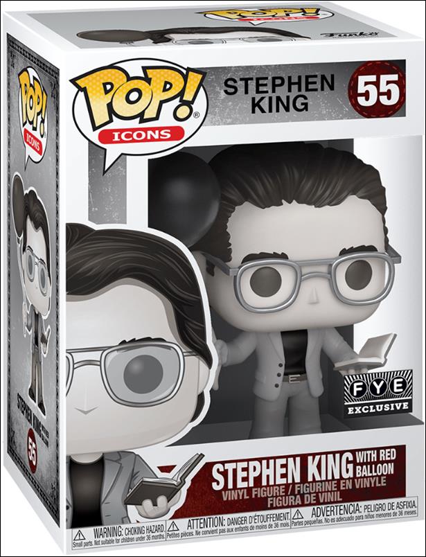 POP! Icons figure 55-B Stephen King with Red Balloon (B&W) FYE Exclusive
