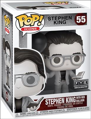 POP! Icons figure 55-B Stephen King with Red Balloon (B&W) FYE Exclusive
