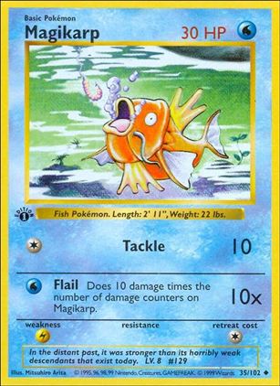 Pokemon (Base Set) card 35/102 Magikarp (1st Edition) - Shadowless