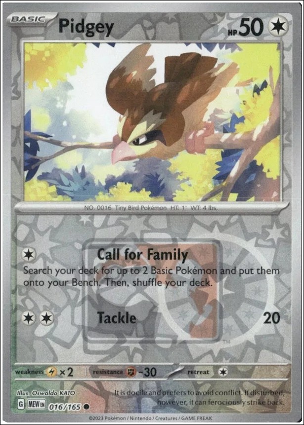 Pokemon: Scarlet & Violet - 151 (Base Set) card 016/165-C Pidgey (Reverse Holofoil) Pokemon League Promo