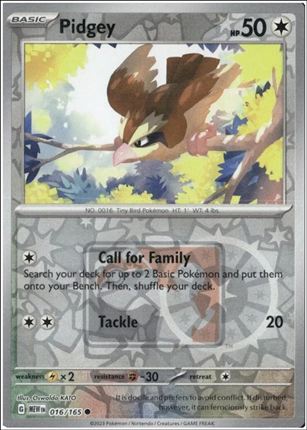 Pokemon: Scarlet & Violet - 151 (Base Set) card 016/165-C Pidgey (Reverse Holofoil) Pokemon League Promo